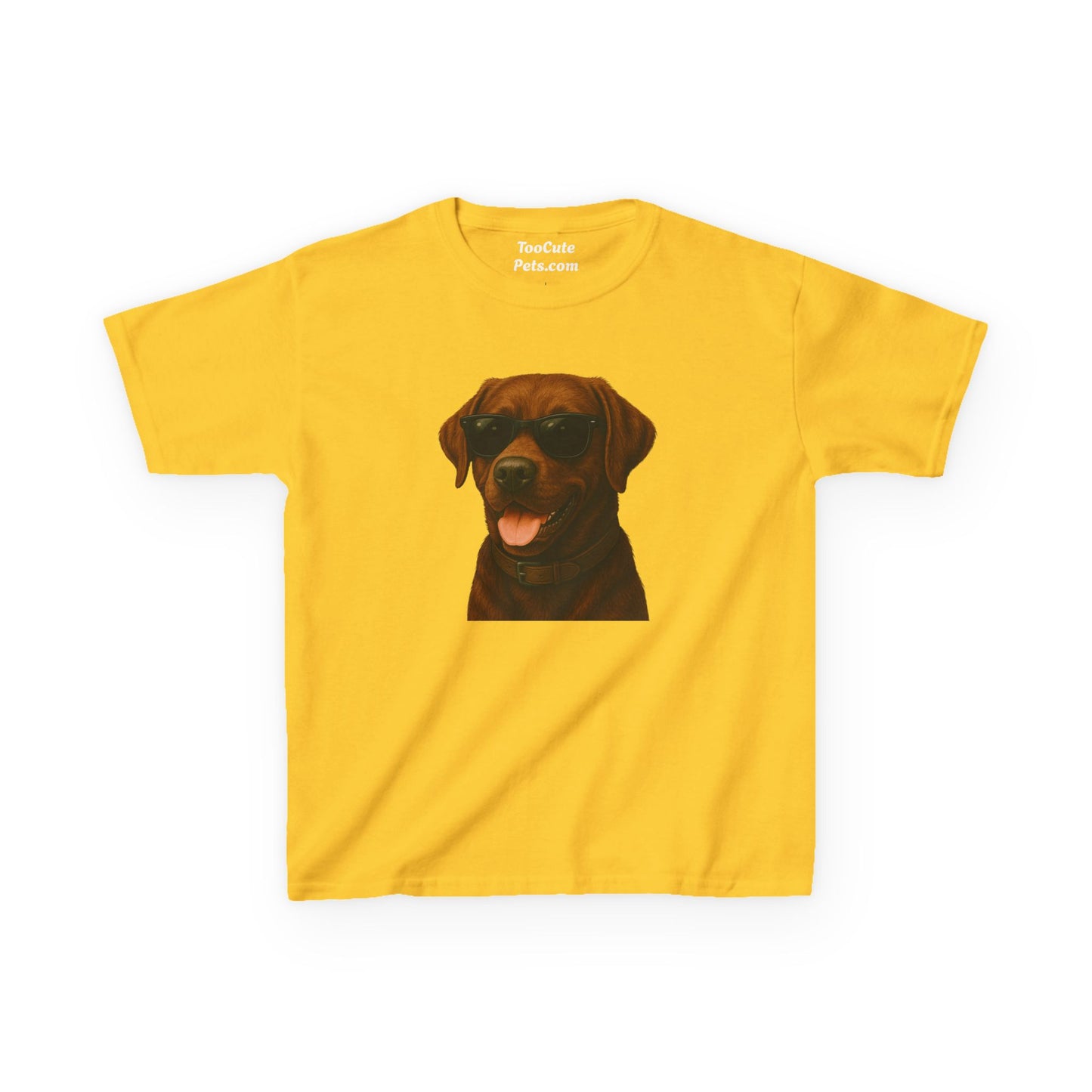 Kids Tee with Brown Labrador Retriever Wearing Sunglasses