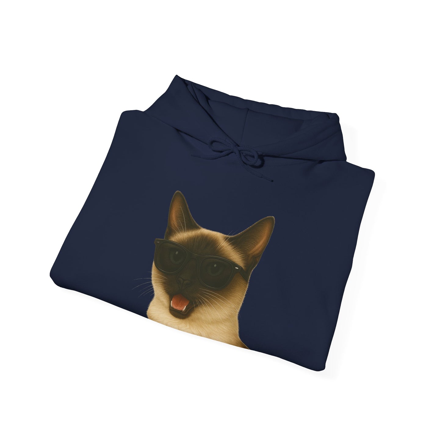 Siamese Cat Wearing Sunglasses - Adult Hoodie