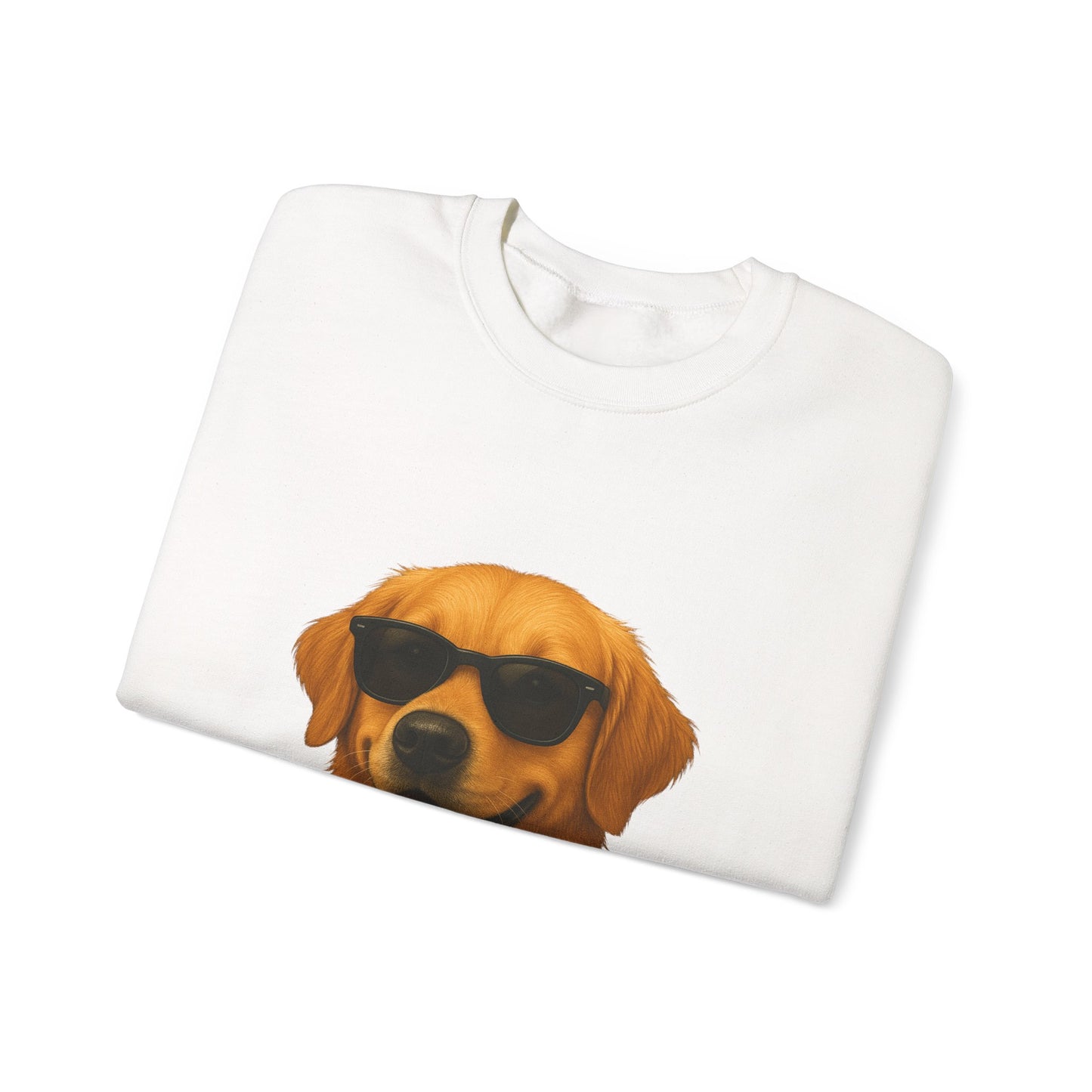 Golden Retriever Wearing Sunglasses - Adult Crewneck Sweatshirt