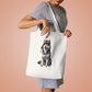 Husky Wearing a Fur Hunter Hat - Cotton Tote Bag