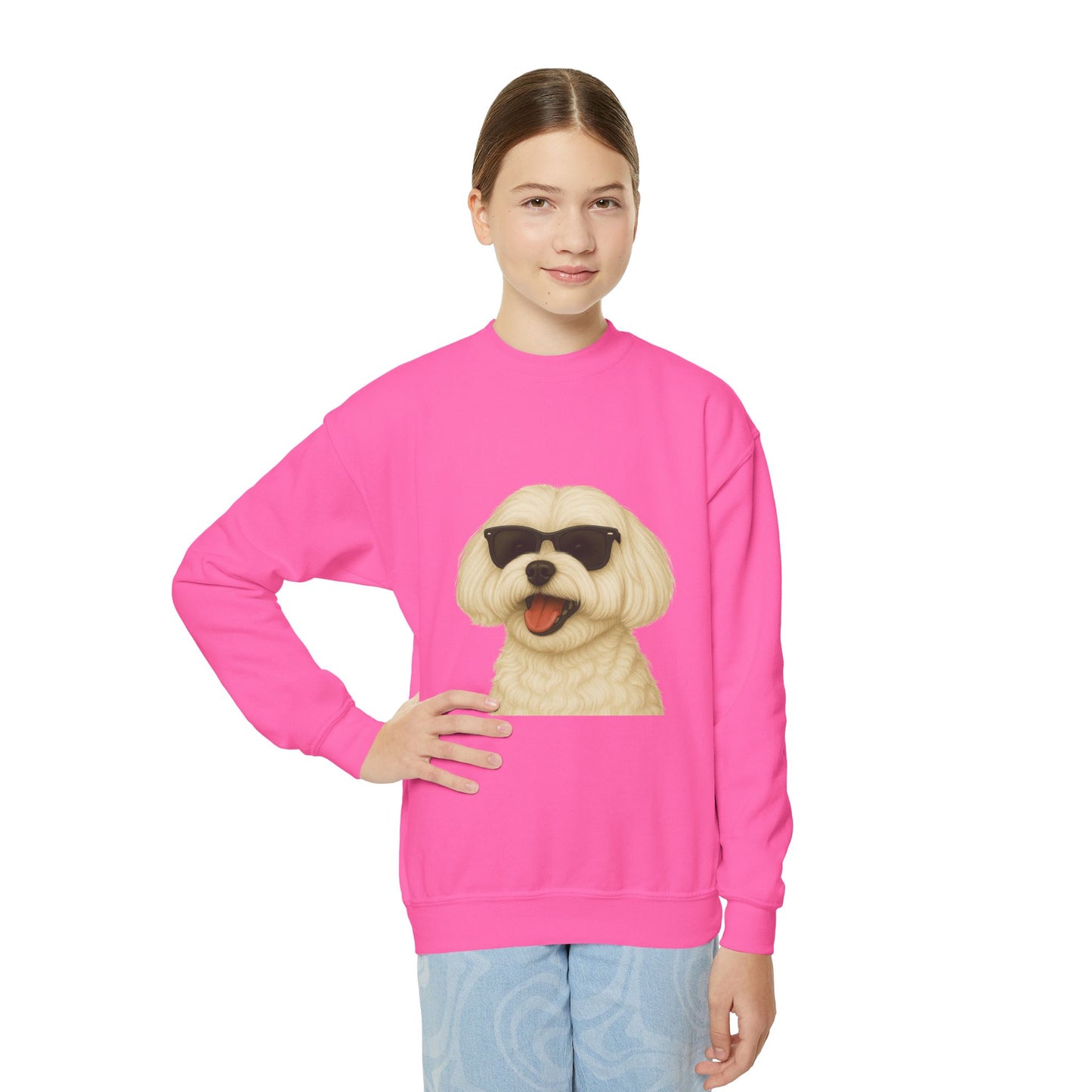 Maltese Wearing Sunglasses - Youth Sweatshirt
