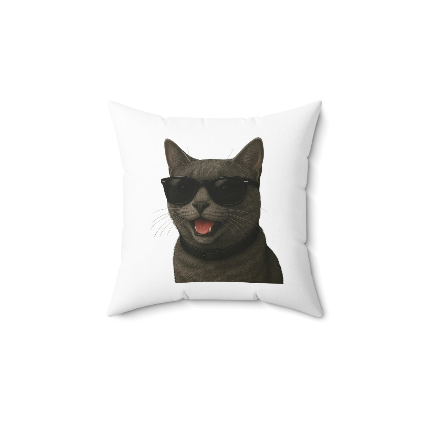 Gray Cat Wearing Sunglasses - Throw Pillow