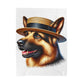 German Shepherd Wearing a Boater Hat - Sherpa Blanket