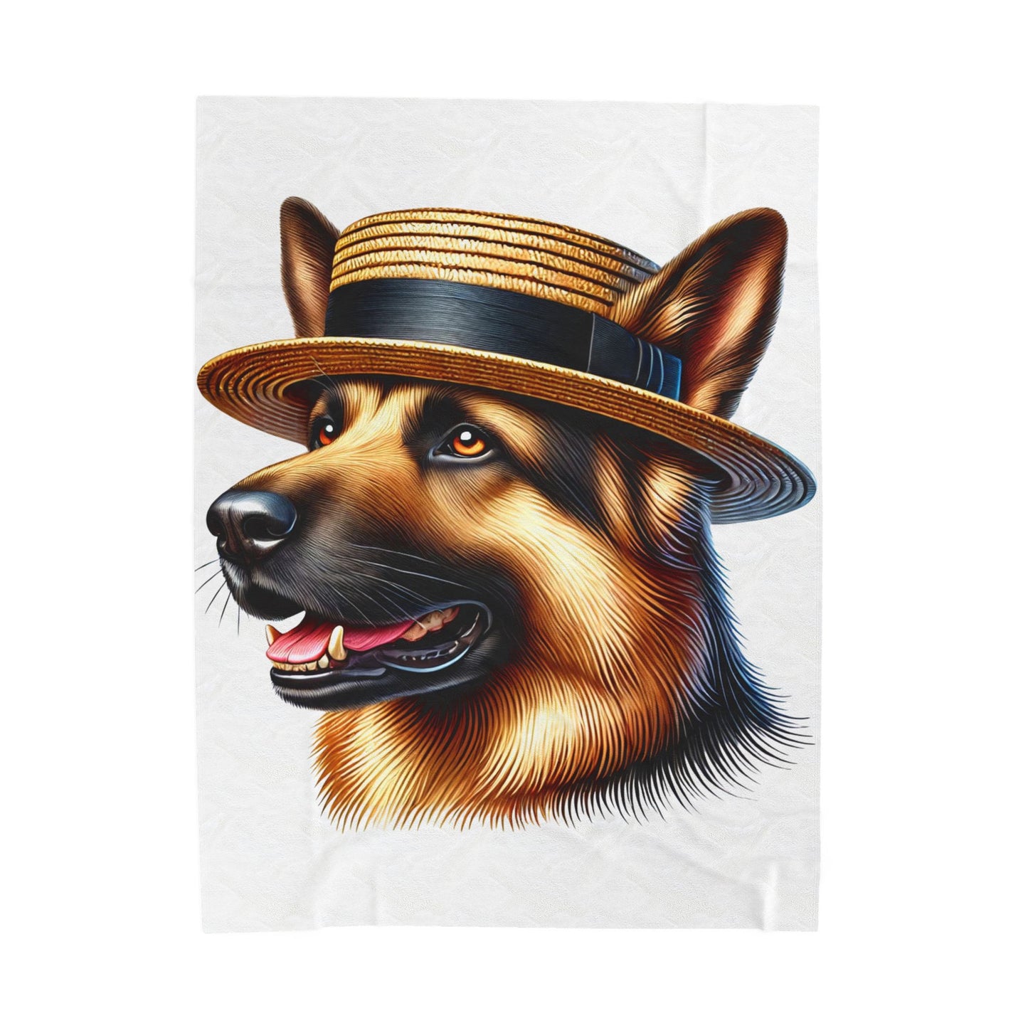 German Shepherd Wearing a Boater Hat - Sherpa Blanket