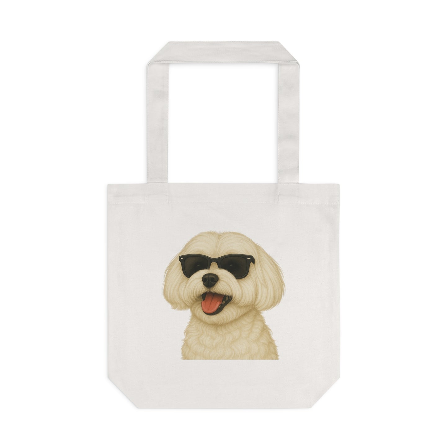 Maltese Wearing Sunglasses Cotton Tote Bag