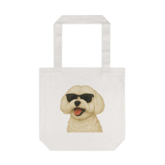 Maltese Wearing Sunglasses Cotton Tote Bag