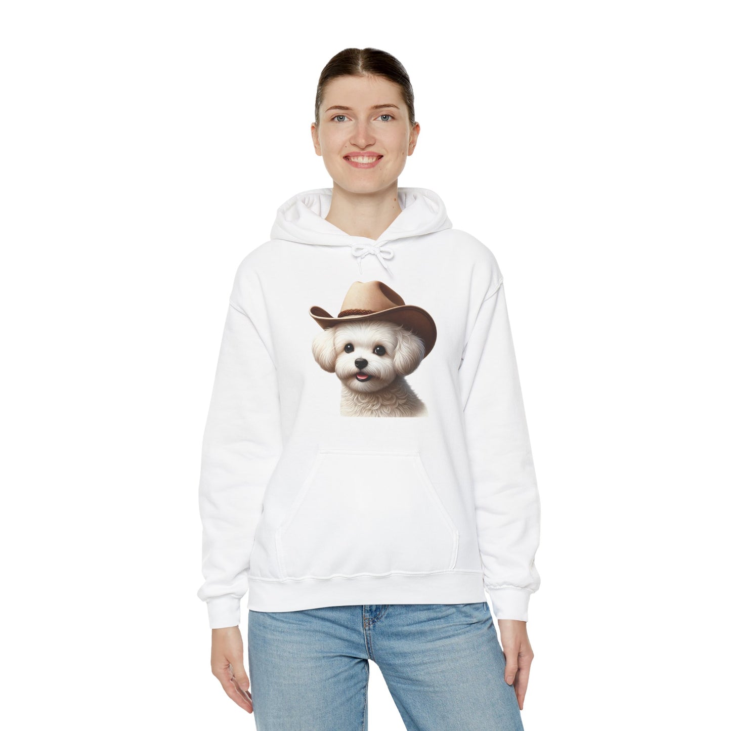 Cute Maltese Wearing A Cowgirl Hat - Adult Hoodie - Too Cute Pets