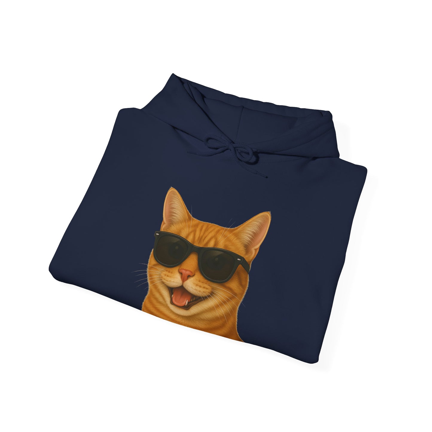 Orange Tabby Cat Wearing Sunglasses - Adult Hoodie