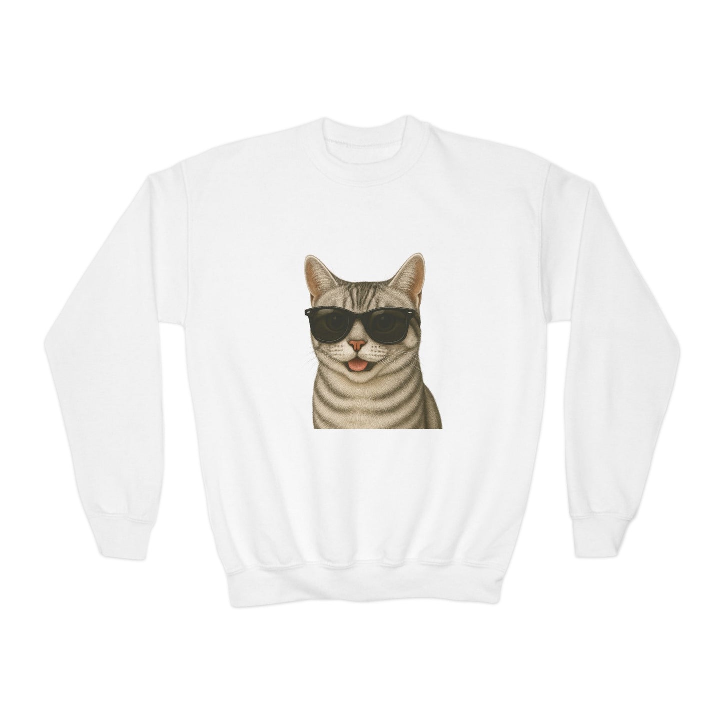 American Shorthair Silver Tabby Cat Wearing Sunglasses - Youth Sweatshirt