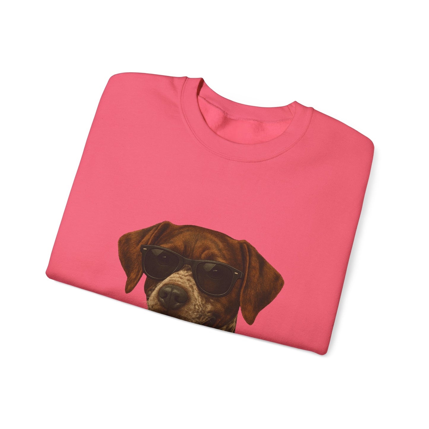German Shorthaired Pointer Wearing Sunglasses - Adult Crewneck Sweatshirt