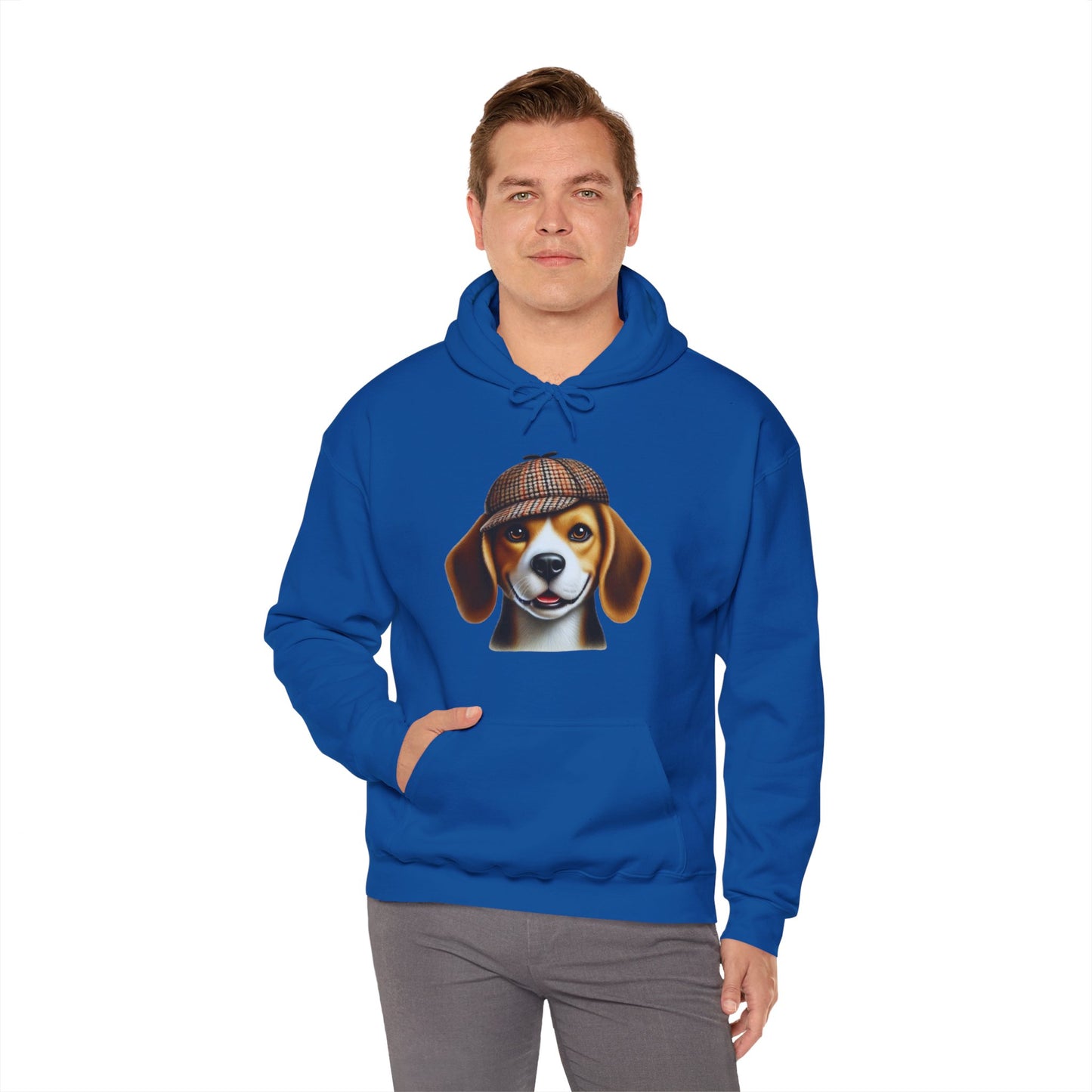 Smiling Beagle Wearing Deerstalker Hat - Adult Hoodie - Too Cute Pets