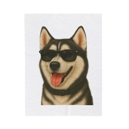 Siberian Husky Wearing Sunglasses - Sherpa Blanket