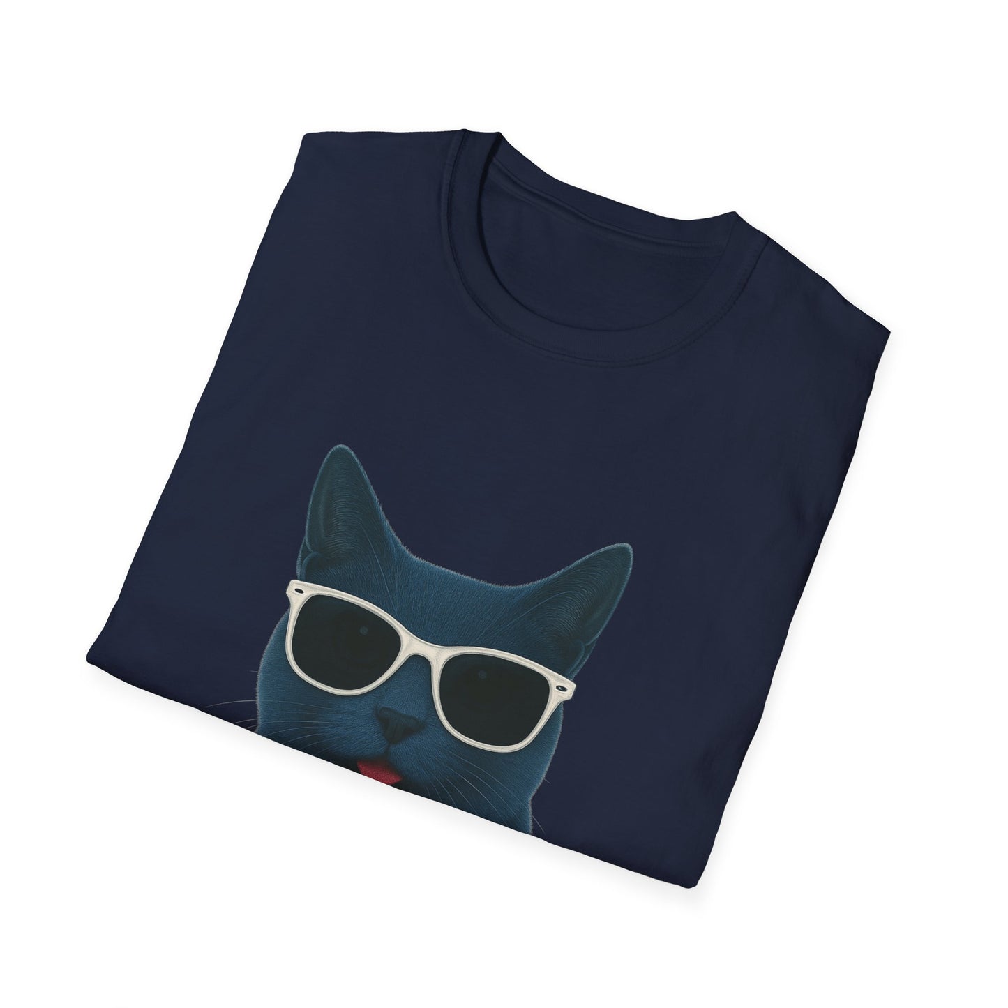 Russian Blue Cat Wearing Sunglasses - Adult T-Shirt