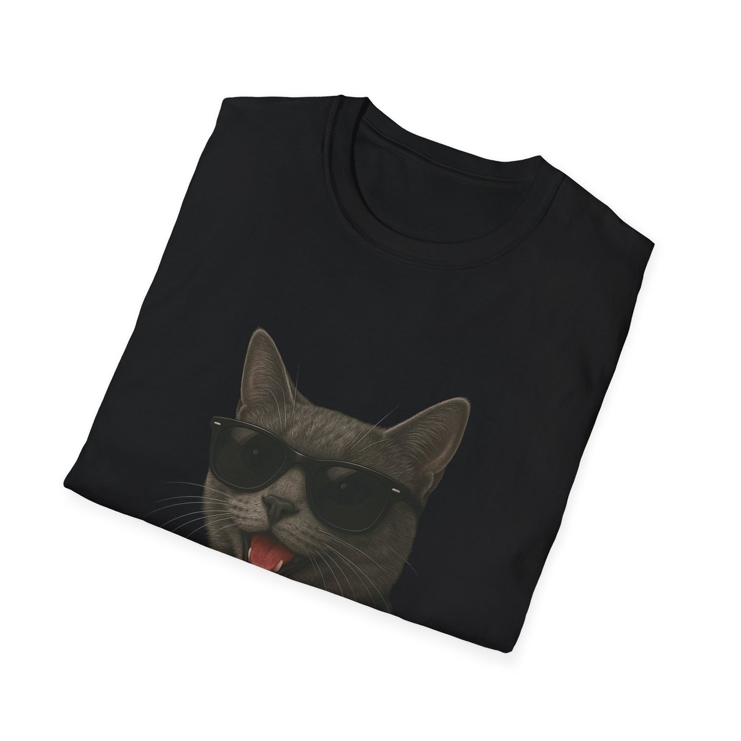 Gray Cat Wearing Sunglasses - Adult T-Shirt