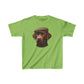Brown Labrador in Tweed Flat Cap Youth T-shit - Too Cute Pets