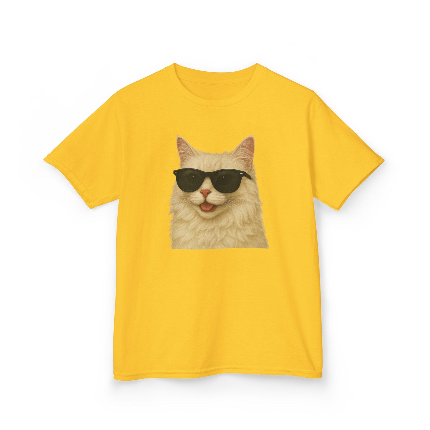 Cream Longhair Cat Wearing Sunglasses Kids Tee