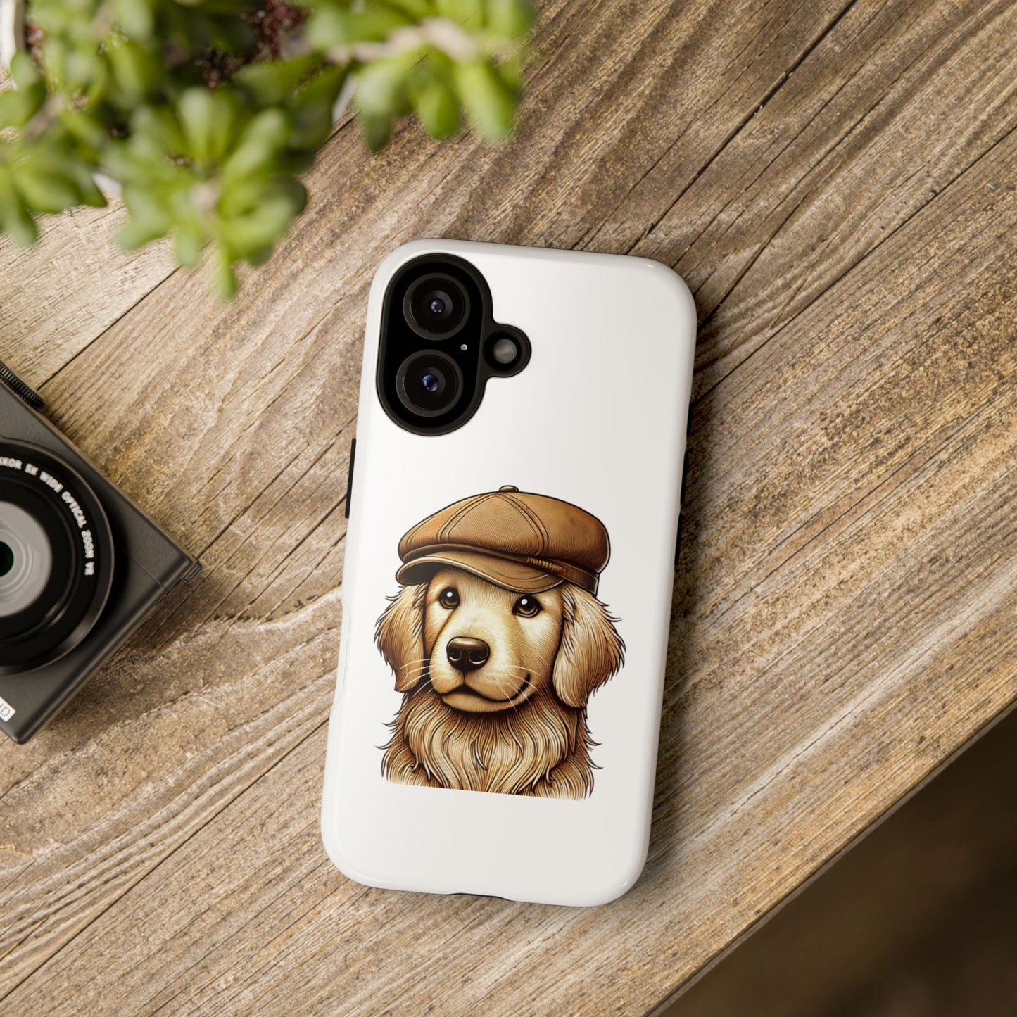Golden Retriever Wearing a Newsboy Cap - Tough Phone Case