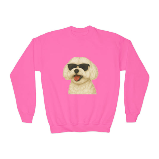 Maltese Wearing Sunglasses - Youth Sweatshirt