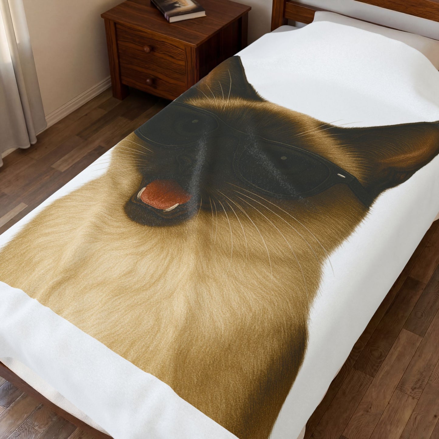 Siamese Cat Wearing Sunglasses - Sherpa Blanket
