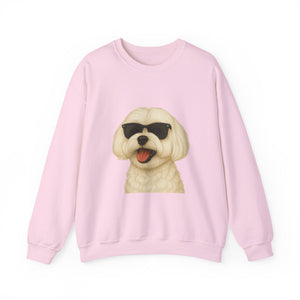 Maltese Wearing Sunglasses - Adult Crewneck Sweatshirt