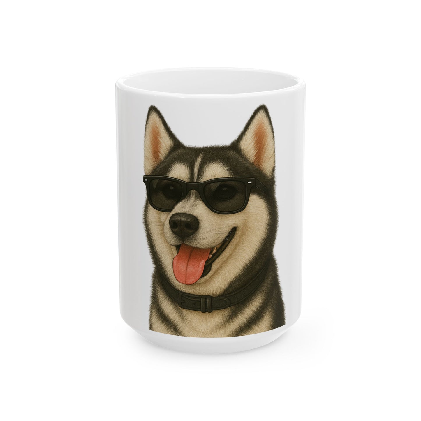 Siberian Husky Wearing Sunglasses Ceramic Mug