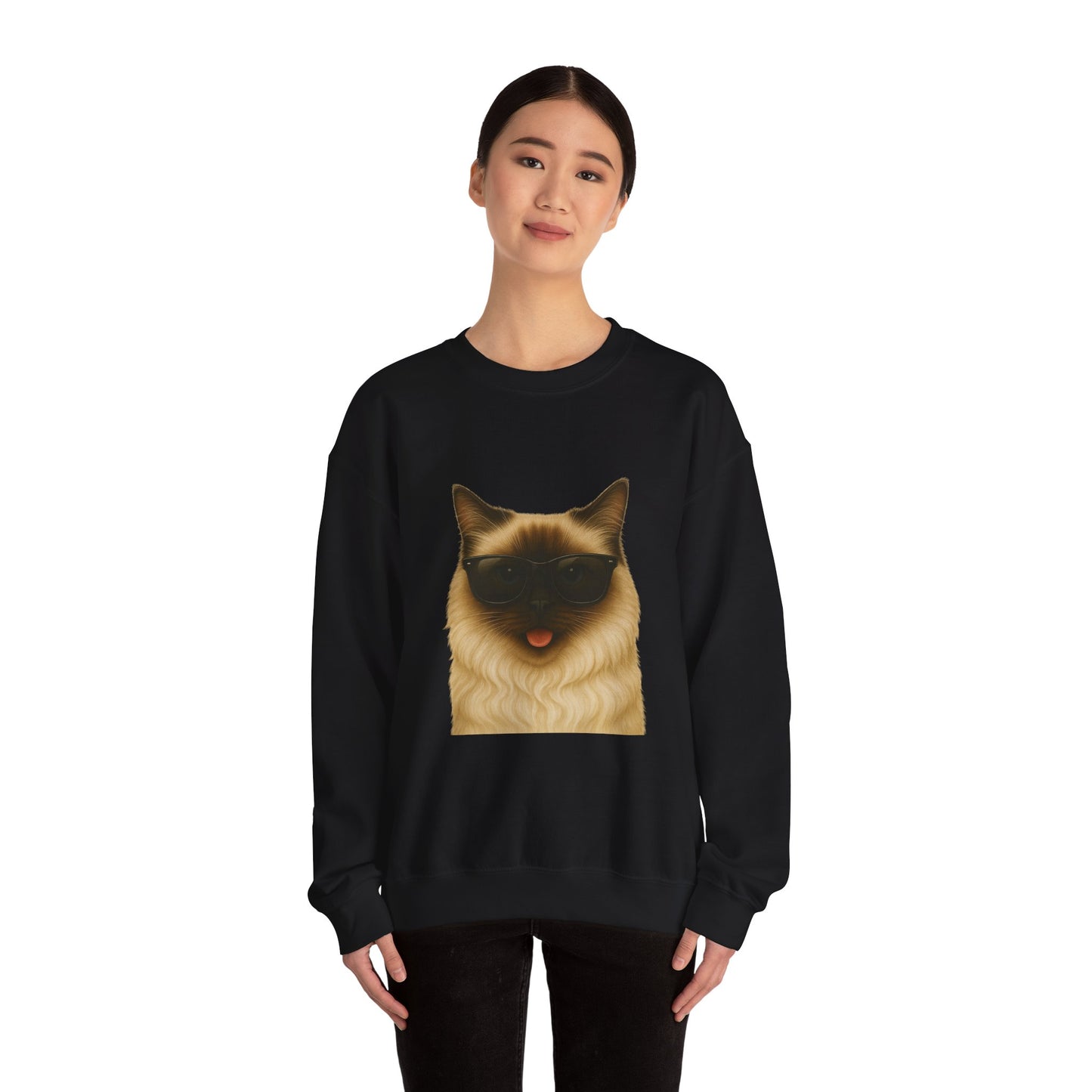 Ragdoll Cat Wearing Sunglasses - Adult Crewneck Sweatshirt