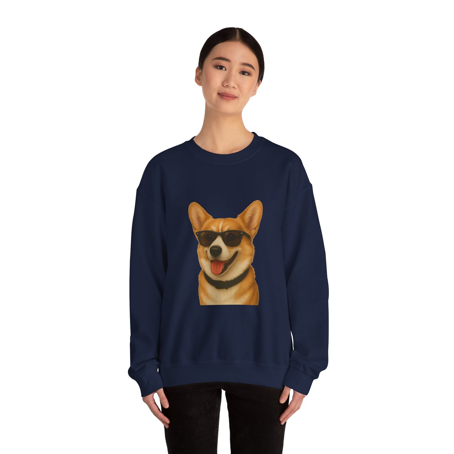 Corgi Wearing Sunglasses - Adult Crewneck Sweatshirt