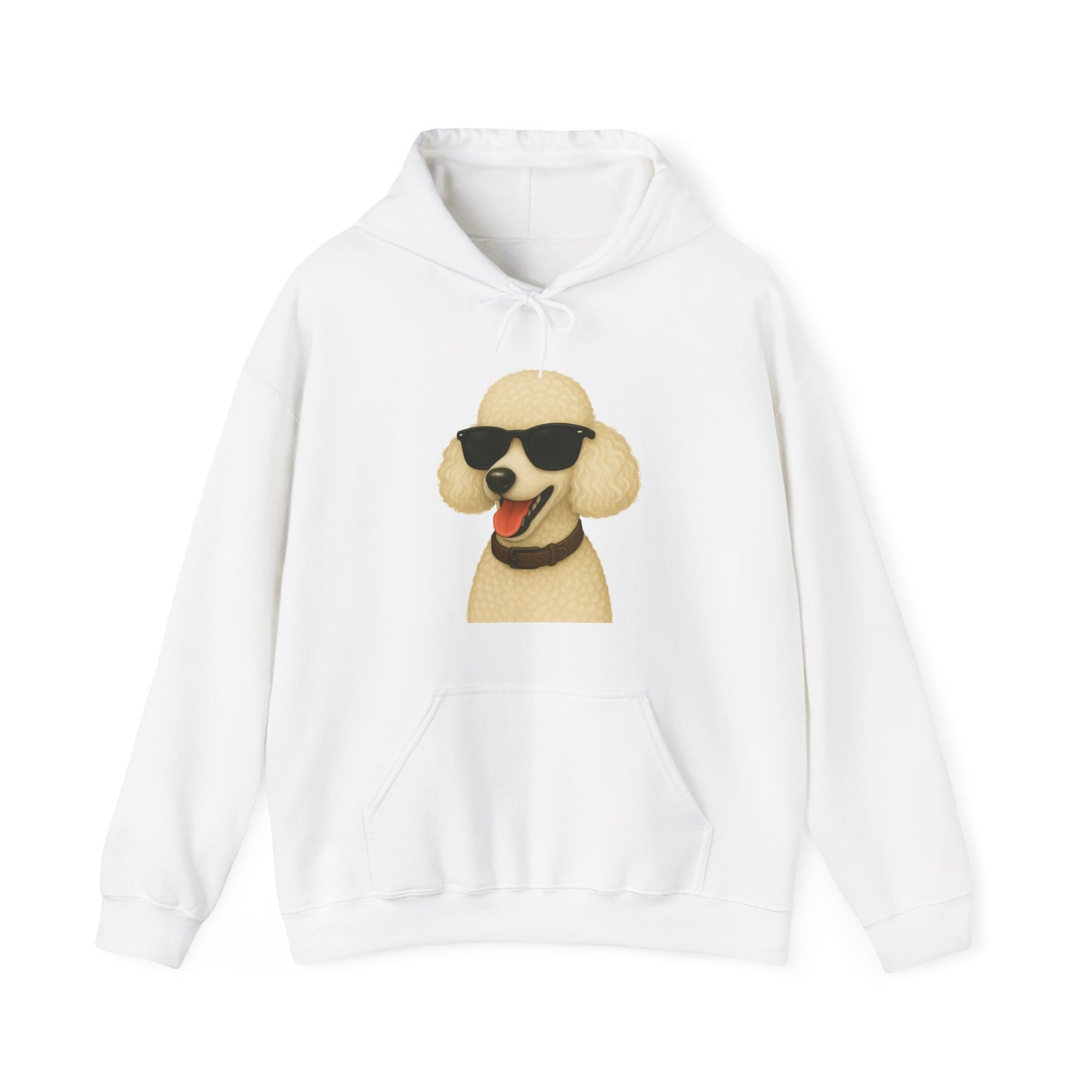 White Poodle Wearing Sunglasses - Adult Hoodie
