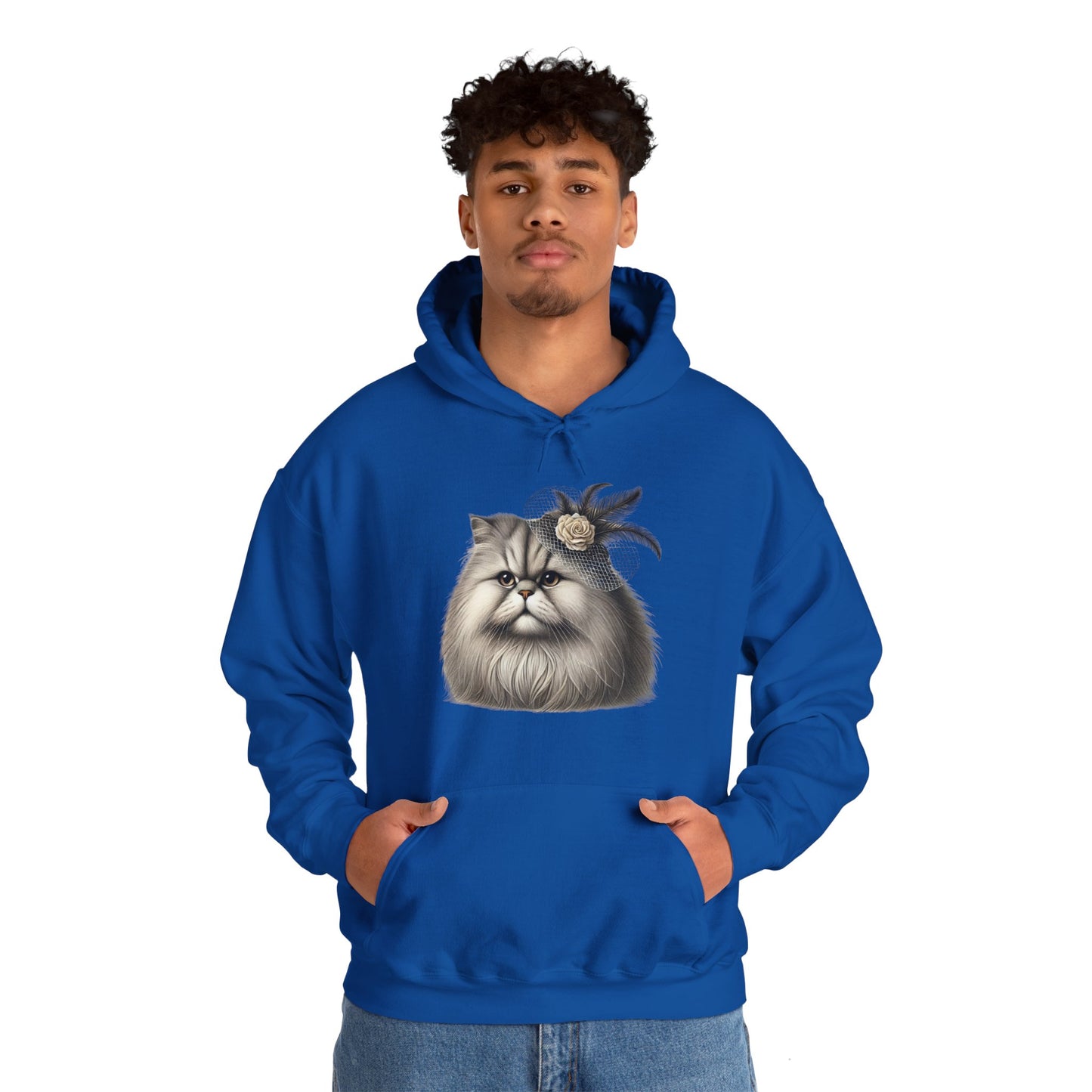 Persian Cat Wearing A Flower Fascinator - Adult Hoodie - Too Cute Pets