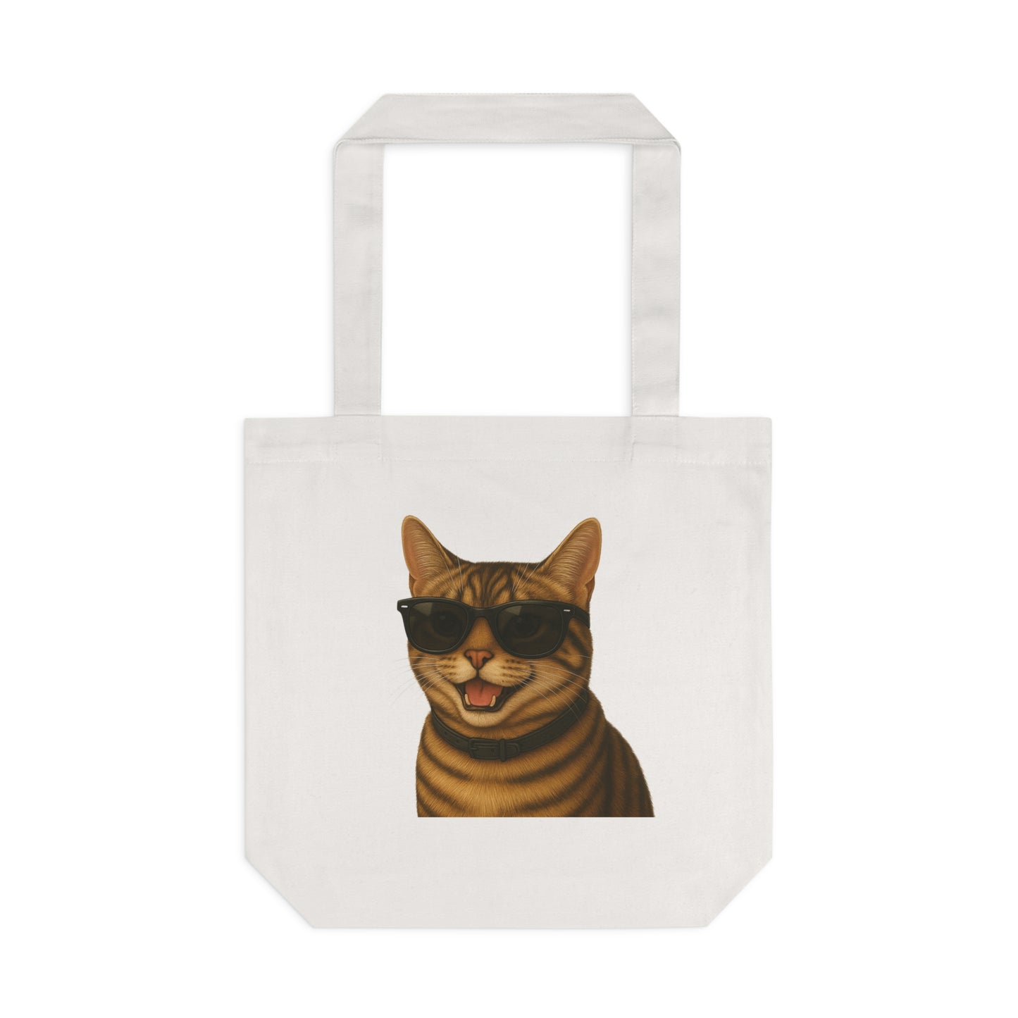 Tabby Cat Wearing Sunglasses Cotton Tote Bag