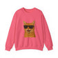 Orange Tabby Cat Wearing Sunglasses - Adult Crewneck Sweatshirt