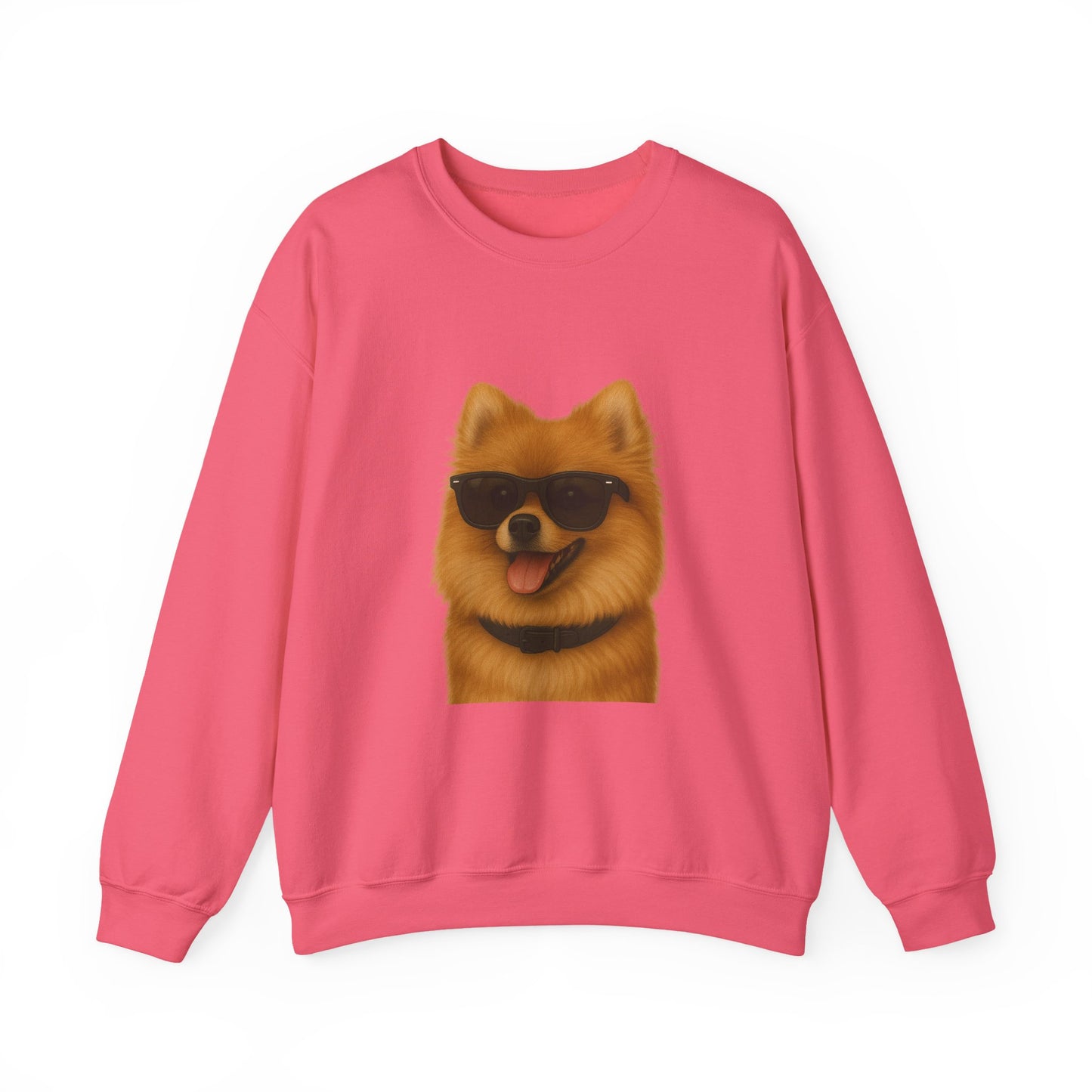 Pomeranian Wearing Sunglasses - Adult Crewneck Sweatshirt