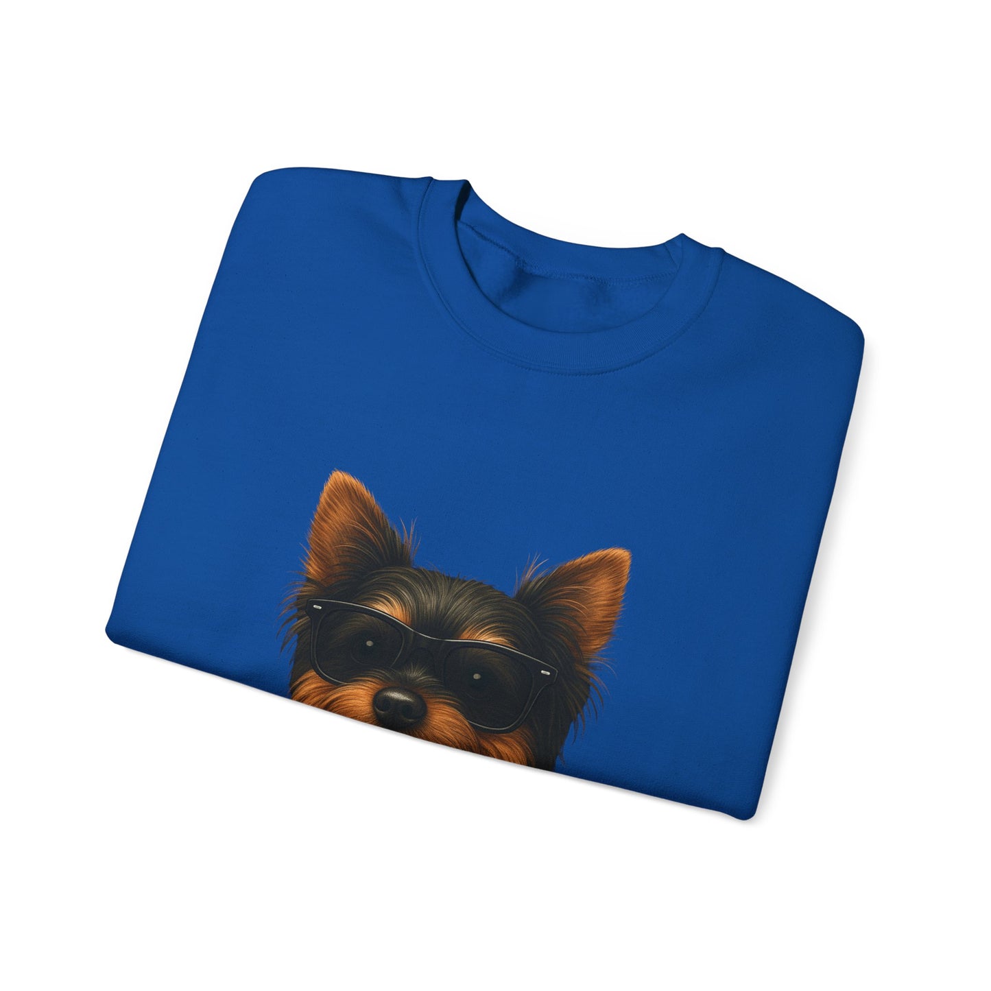 Yorkshire Terrier Wearing Sunglasses - Adult Crewneck Sweatshirt