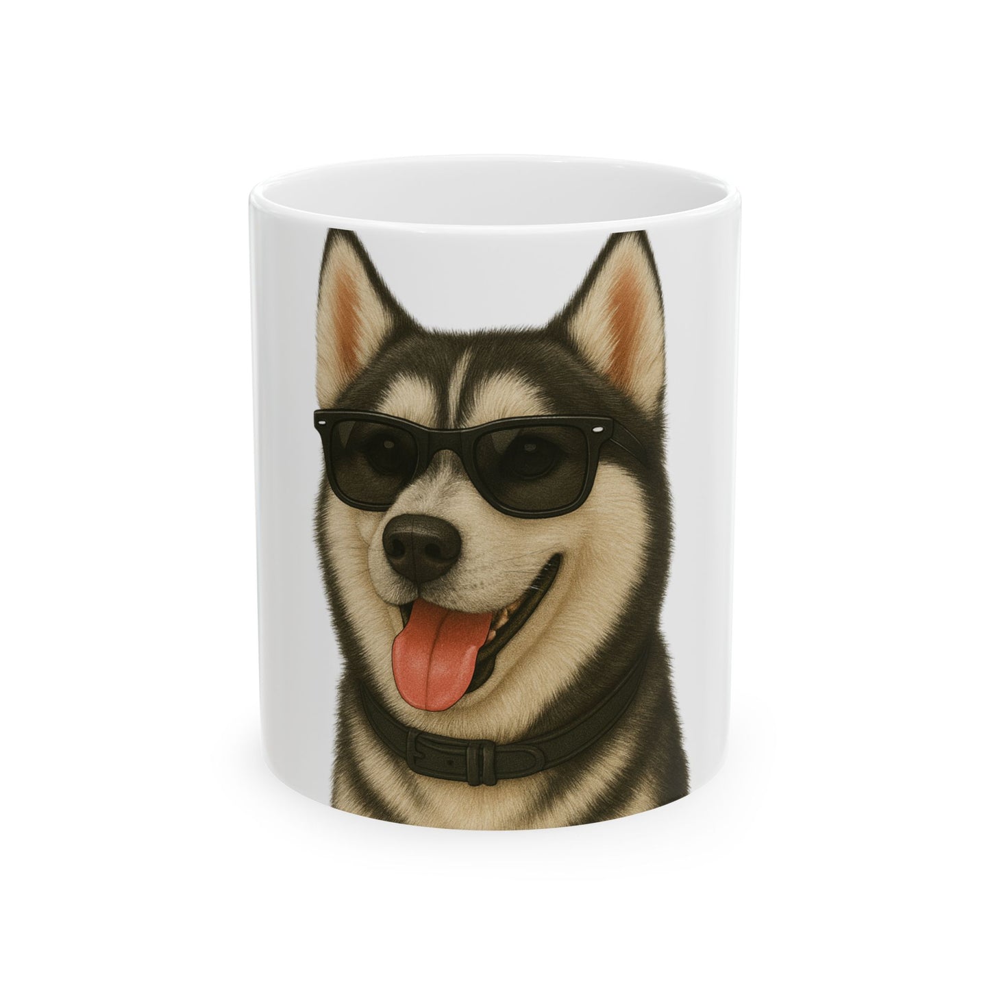 Siberian Husky Wearing Sunglasses Ceramic Mug