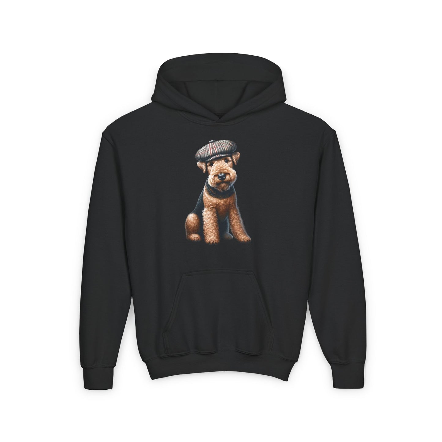 Aerdale Terrier Wearing Tweed Flat Cap #2-  Youth Hoodie - Too Cute Pets