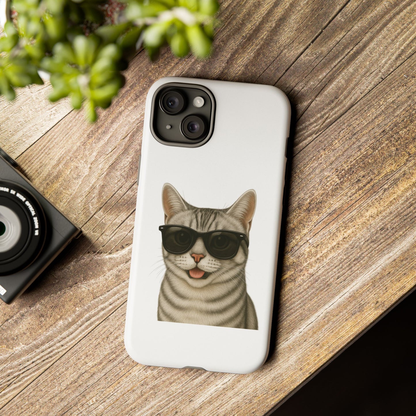 American Shorthair Silver Tabby Wearing Sunglasses - Tough Phone Case