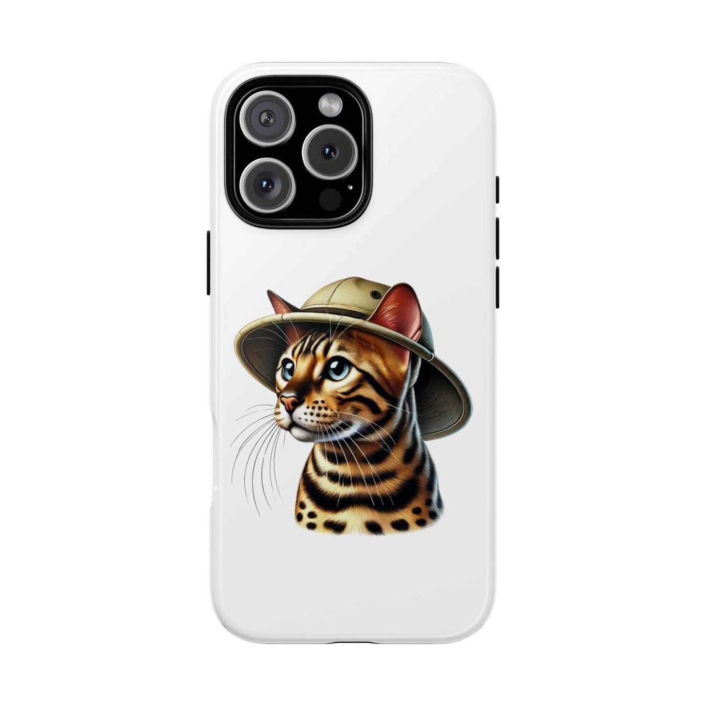 Bengal Cat Wearing a Safari Hat - Tough Phone Case