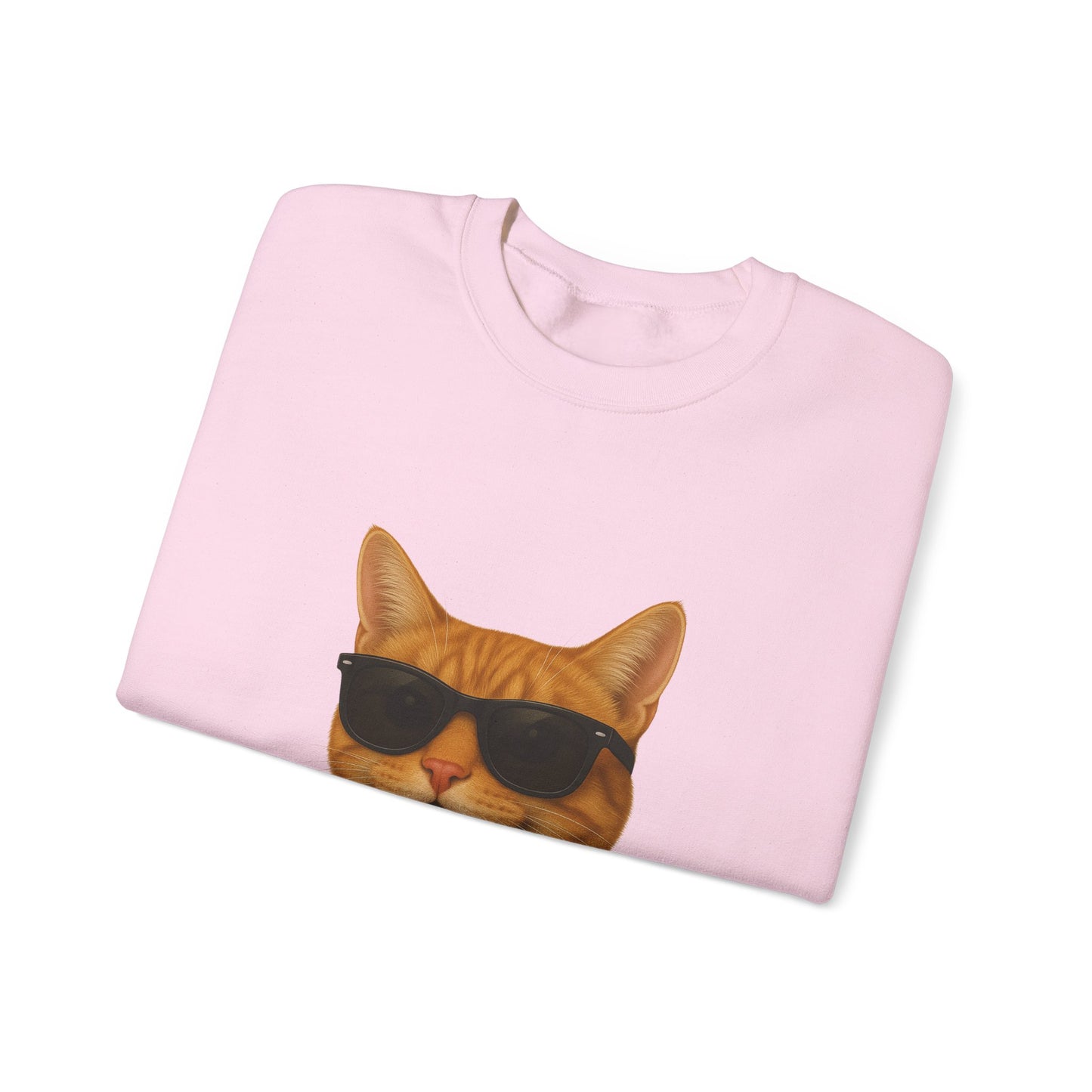Orange Tabby Cat Wearing Sunglasses - Adult Crewneck Sweatshirt