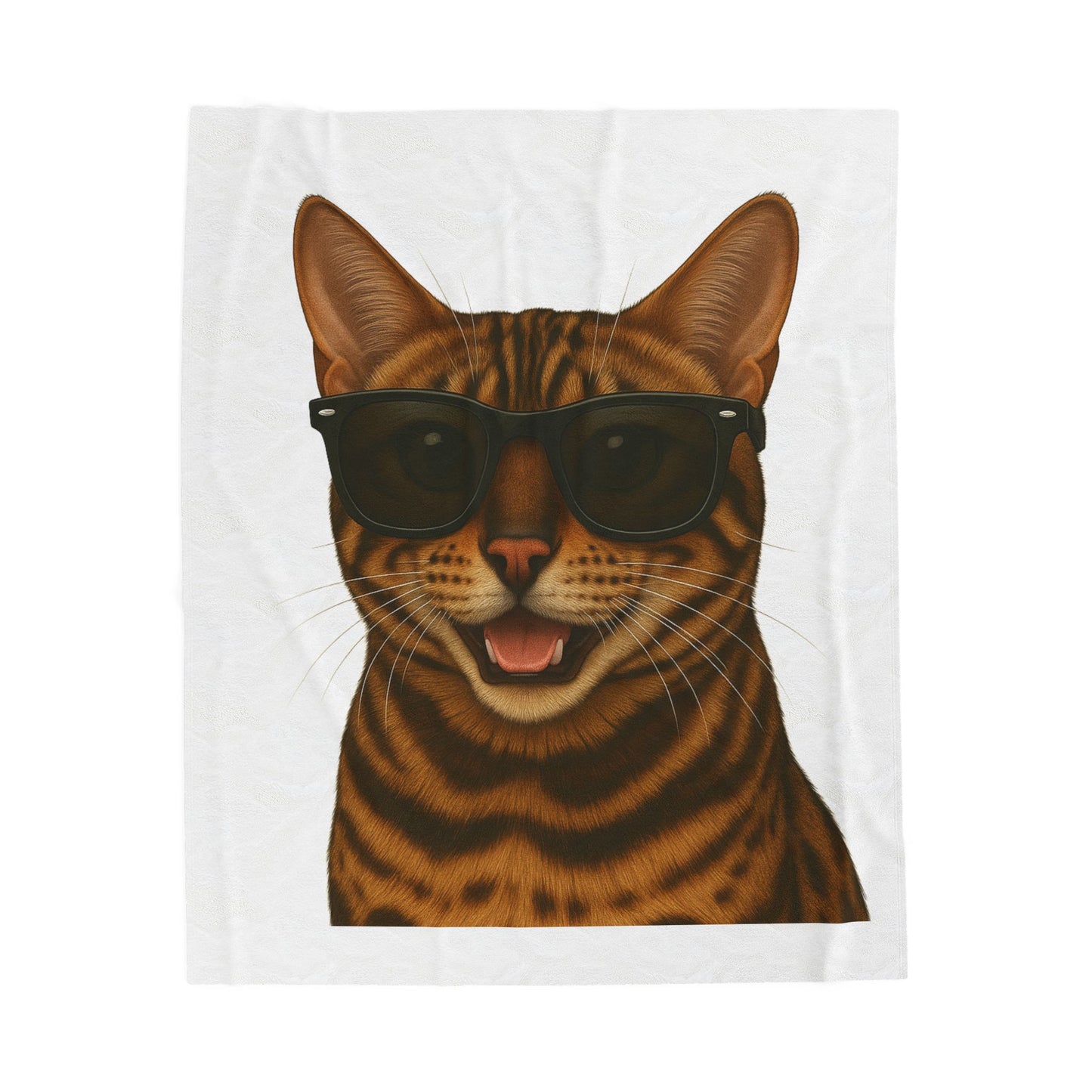 Bengal Cat Wearing Sunglasses - Sherpa Blanket