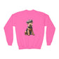 Airedale Terrier Wearing Tweed Flat Cap #2-  Youth Crewneck Sweatshirt - Too Cute Pets