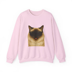 Ragdoll Cat Wearing Sunglasses - Adult Crewneck Sweatshirt