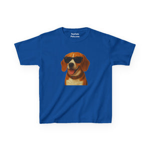 Kids Tee with Beagle Wearing Sunglasses