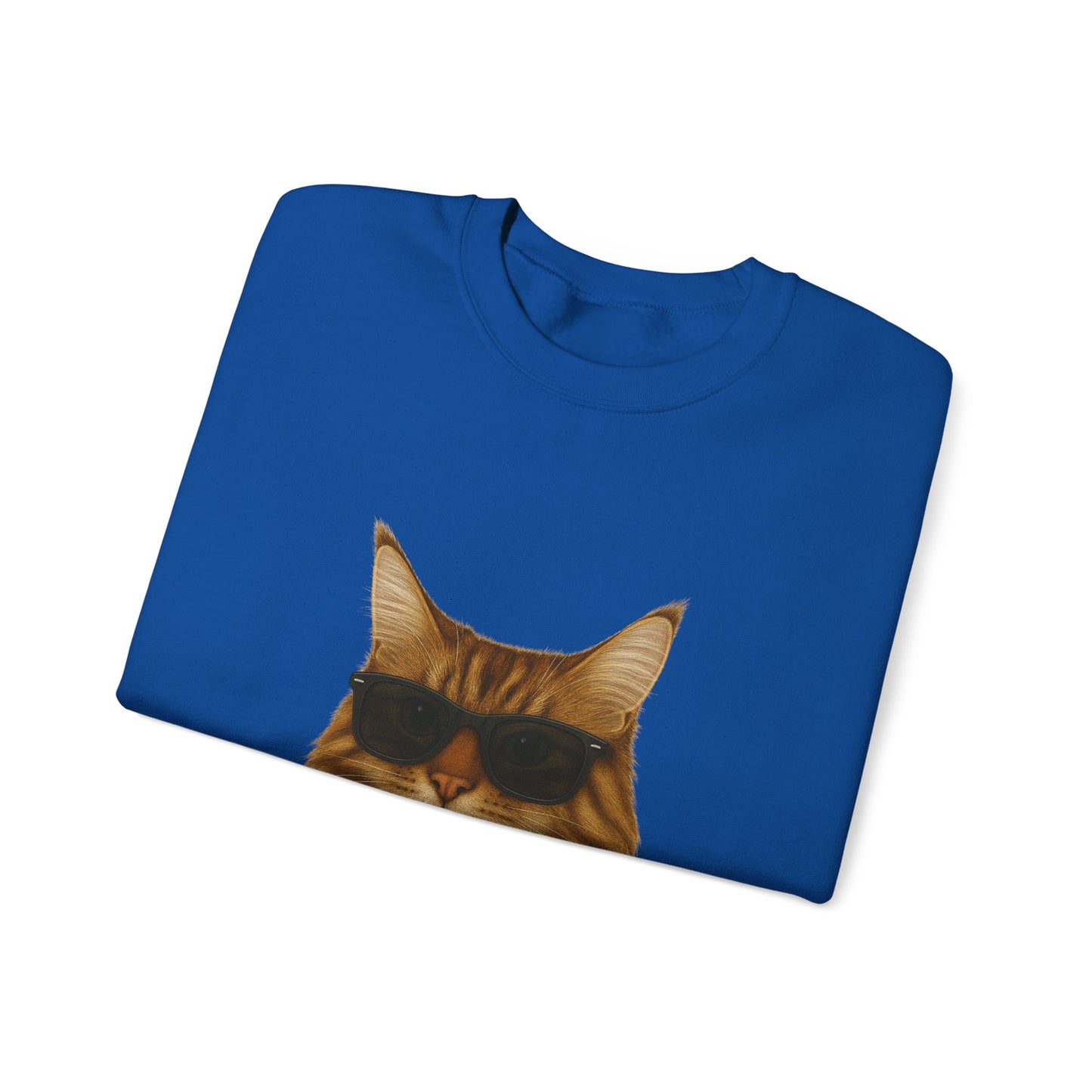 Maine Coon Wearing Sunglasses - Adult Crewneck Sweatshirt