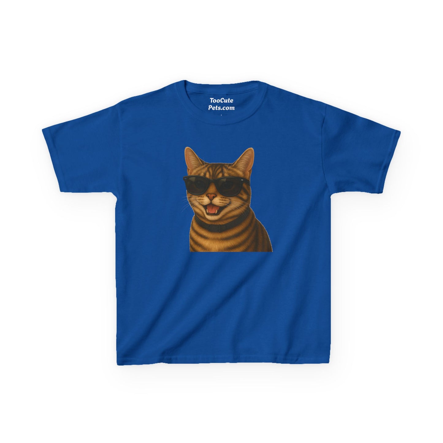 Domestic Shorthaired Tabby Cat Wearing Sunglasses Kids Tee