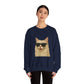 Cream Longhair Cat Wearing Sunglasses - Adult Crewneck Sweatshirt