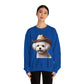 Cute Maltese Wearing A Cowgirl Hat- Adult Crewneck Sweatshirt - Too Cute Pets