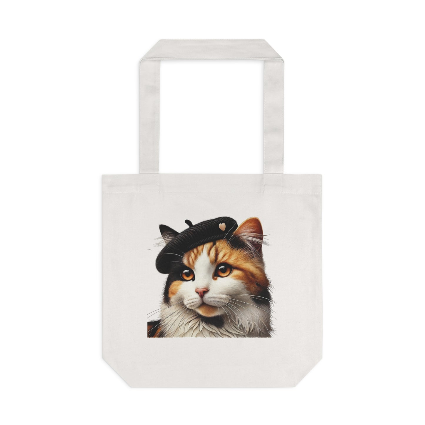 Calico Cat Wearing a Beret - Cotton Tote Bag