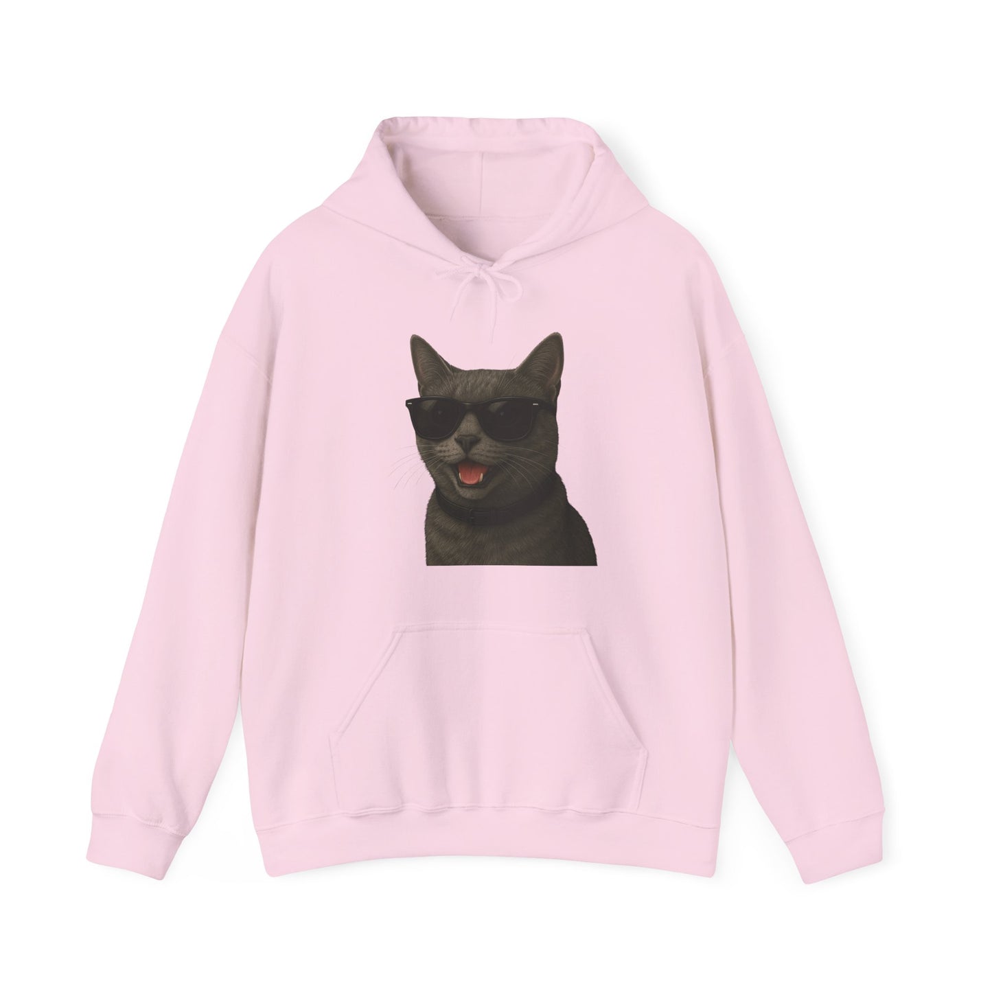 Gray Cat Wearing Sunglasses - Adult Hoodie