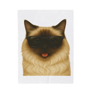 Ragdoll Cat Wearing Sunglasses - Sherpa Blanket