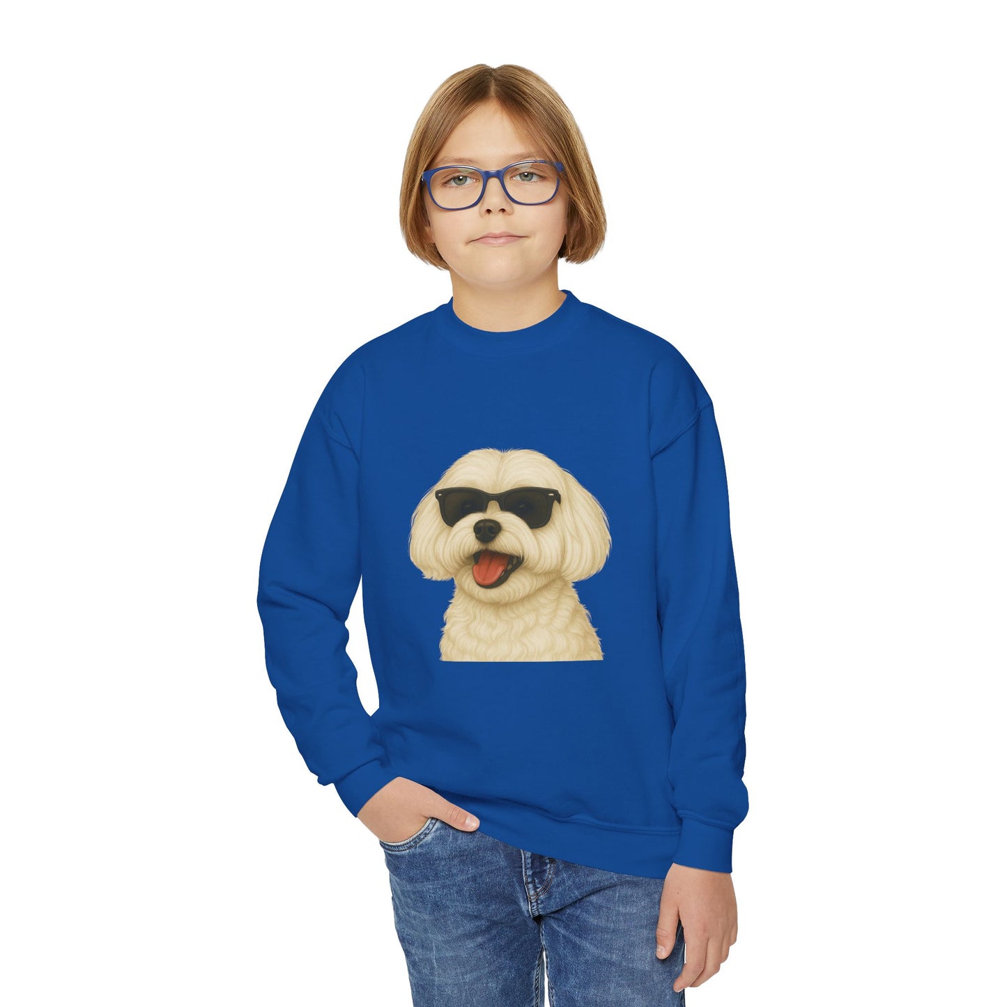Maltese Wearing Sunglasses - Youth Sweatshirt